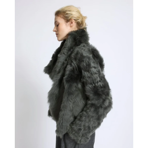 Yves Salomon Short Toscana Lambskin Jacket in Dark Green | Shearling Jackets | Luxury Shoes 