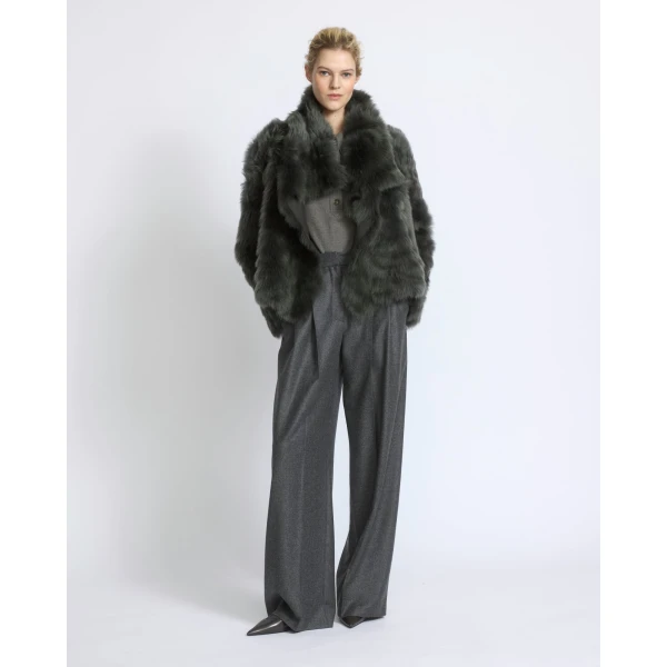 Yves Salomon Short Toscana Lambskin Jacket in Dark Green | Shearling Jackets | Luxury Shoes 