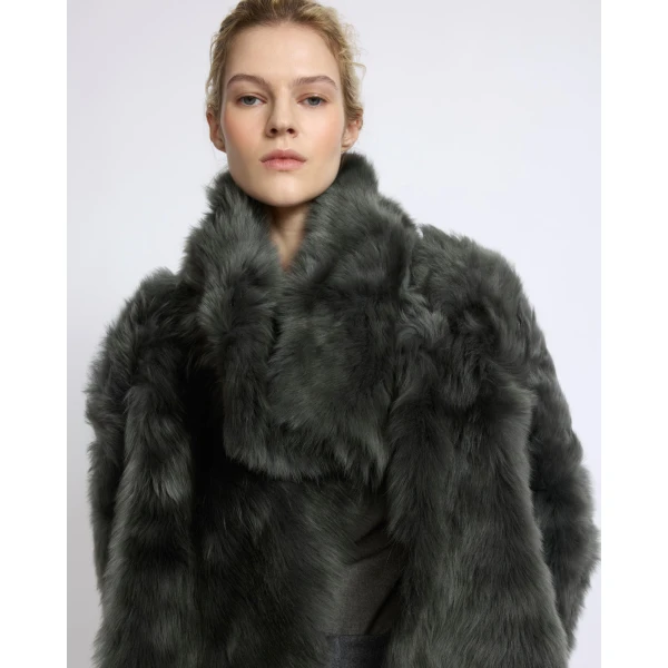 Yves Salomon Short Toscana Lambskin Jacket in Dark Green | Shearling Jackets | Luxury Shoes 