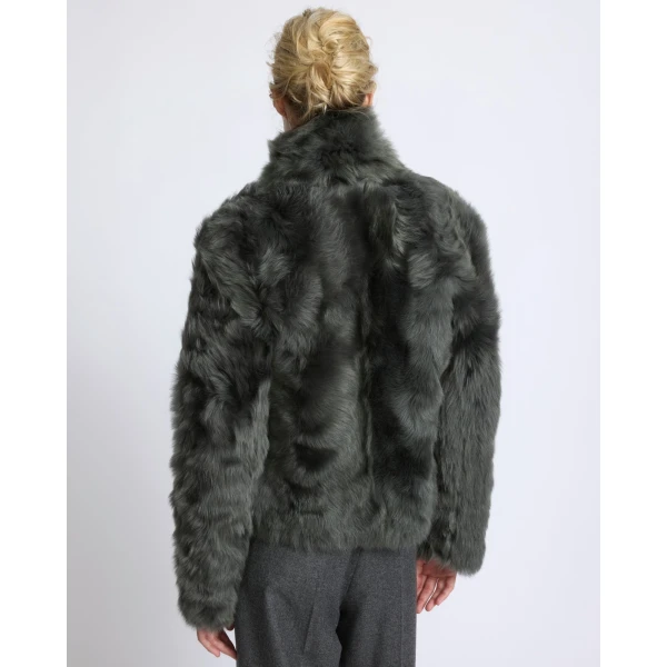 Yves Salomon Short Toscana Lambskin Jacket in Dark Green | Shearling Jackets | Luxury Shoes 