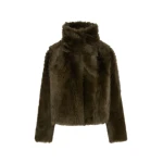 Yves Salomon Short Toscana Lambskin Jacket in Khaki Green | Shearling Jackets | Luxury Shoes 