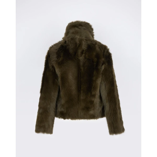 Yves Salomon Short Toscana Lambskin Jacket in Khaki Green | Shearling Jackets | Luxury Shoes 