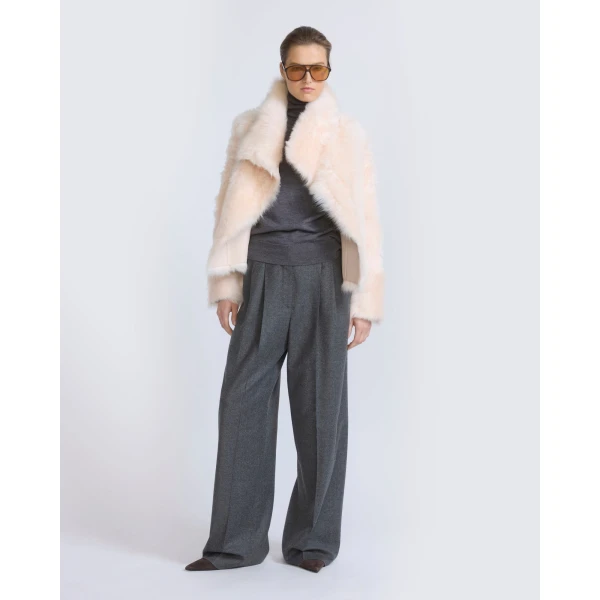 Yves Salomon Short Toscana Lambskin Jacket in Pink | Shearling Jackets | Luxury Shoes 