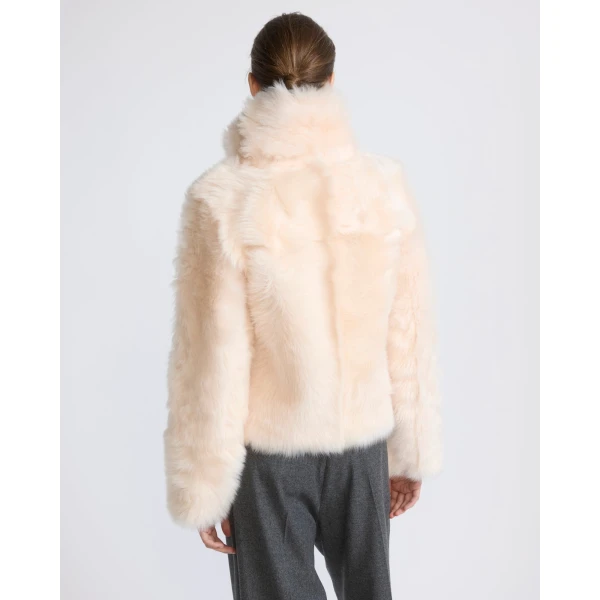 Yves Salomon Short Toscana Lambskin Jacket in Pink | Shearling Jackets | Luxury Shoes 