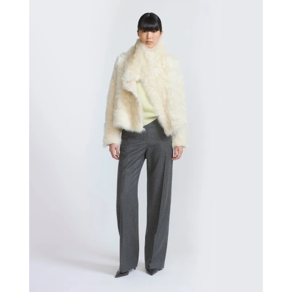 Yves Salomon Short Toscana Lambskin Jacket in White | Shearling Jackets | Luxury Shoes 