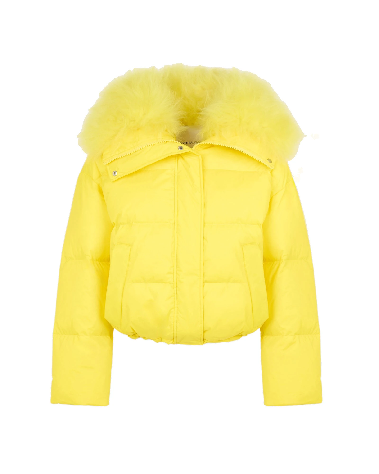 Yves Salomon Short Waterproof Down Jacket with Airy Lambswool Trim in Yellow Yves Salomon Short Waterproof Down Jacket with Airy Lambswool Trim in Yellow | Jackets | Luxury Shoes