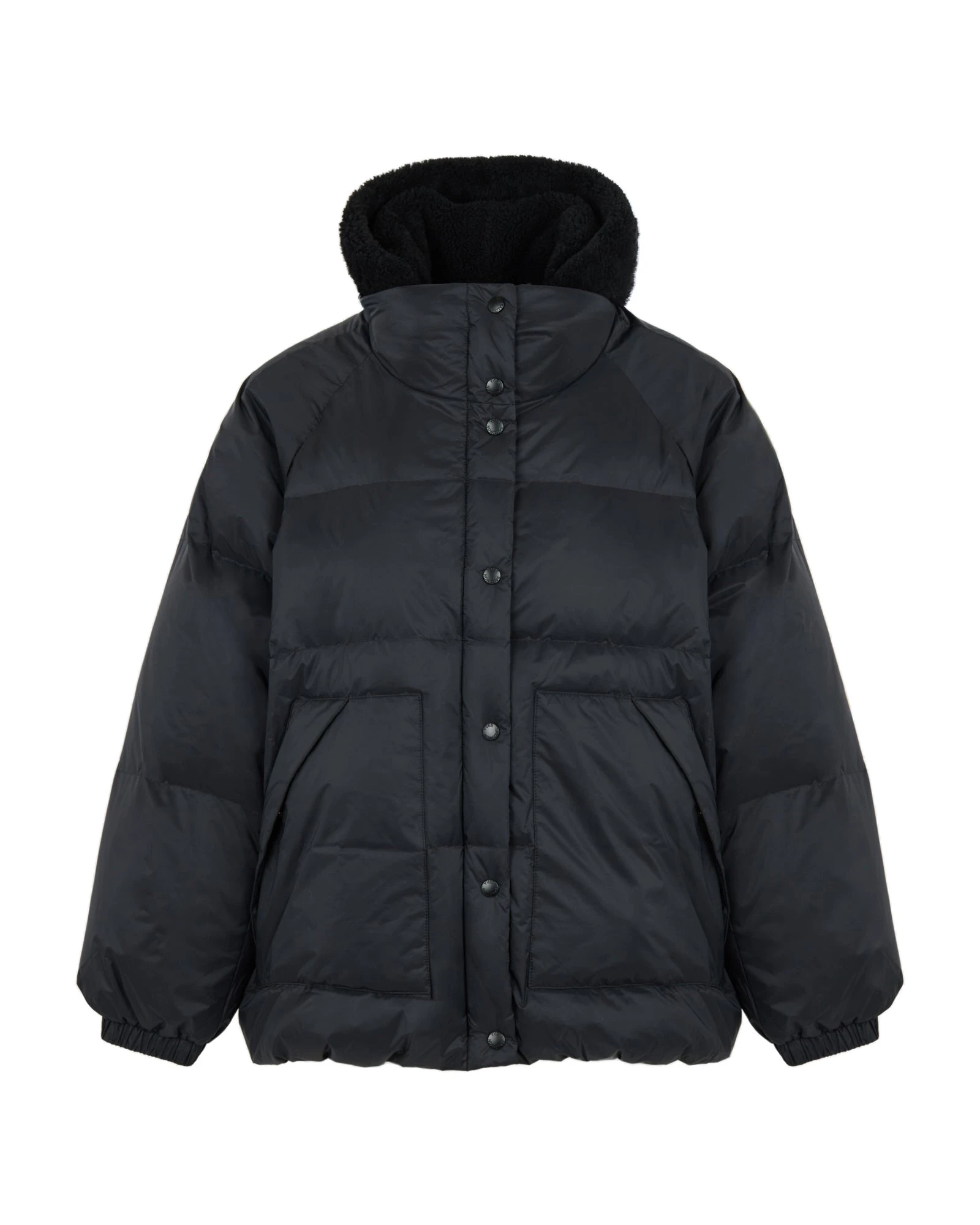 Yves Salomon Short Waterproof Down Jacket with Lambskin Shearling Bib in Black Yves Salomon Short Waterproof Down Jacket with Lambskin Shearling Bib in Black | Jackets | Luxury Shoes