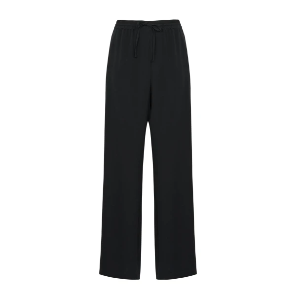 Silk Crepe Palazzo Trousers in Black
