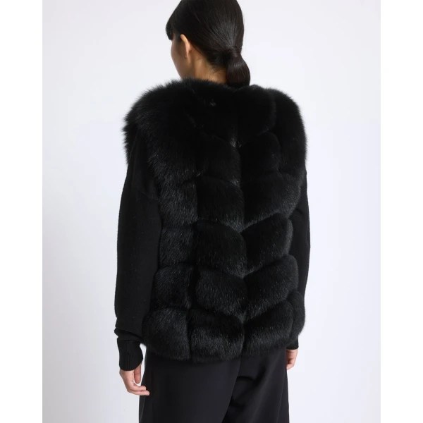 Yves Salomon Sleeveless Fox Fur Vest in Black | Vests | Luxury Shoes 