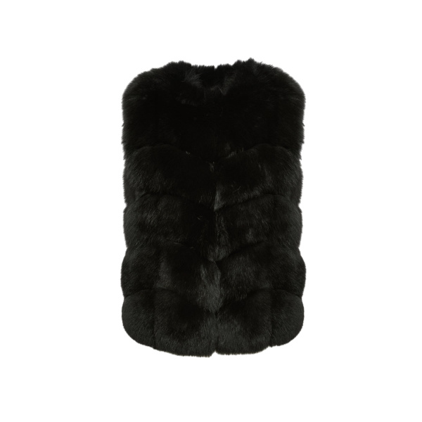 Yves Salomon Sleeveless Fox Fur Vest in Black | Women | Luxury Shoes 