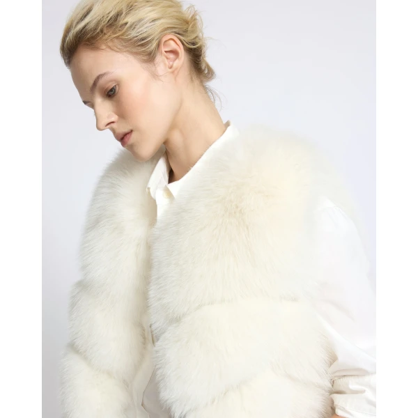 Yves Salomon Sleeveless Fox Fur Vest in White | Vests | Luxury Shoes 