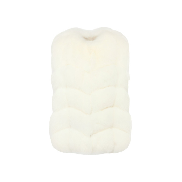 Yves Salomon Sleeveless Fox Fur Vest in White | Women | Luxury Shoes 
