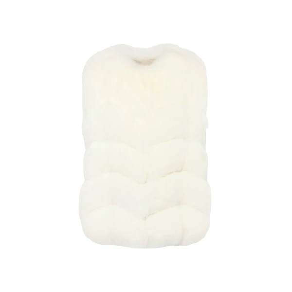 Sleeveless Fox Fur Vest in White