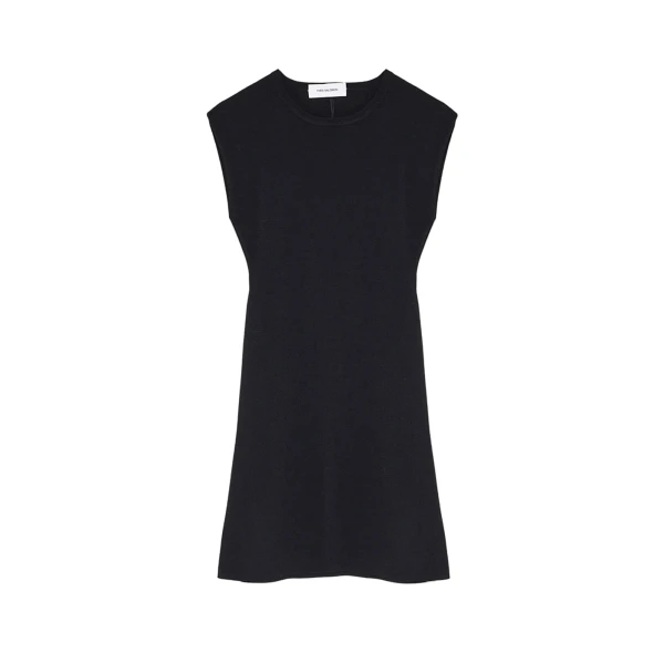 Sleeveless Stretch Knit Mini Dress in Black