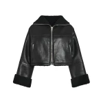 Yves Salomon Suede Merino Lambskin Cropped Jacket in Black | Women | Luxury Shoes 