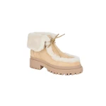 Yves Salomon Suede and Brushed Merinillo Lambskin Ankle Boots in Beige | Boots | Luxury Shoes 