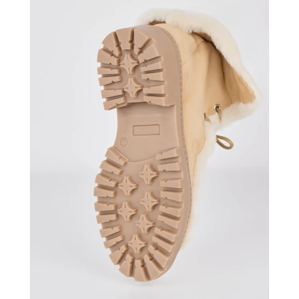 Yves Salomon Suede and Brushed Merinillo Lambskin Ankle Boots in Beige | Boots | Luxury Shoes 