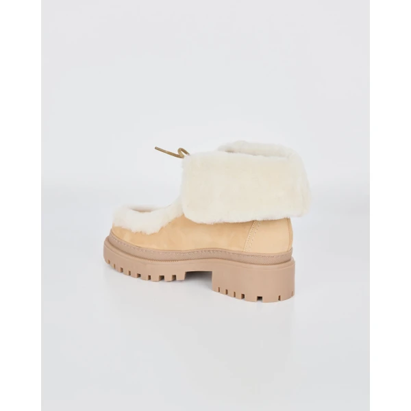 Yves Salomon Suede and Brushed Merinillo Lambskin Ankle Boots in Beige | Boots | Luxury Shoes 