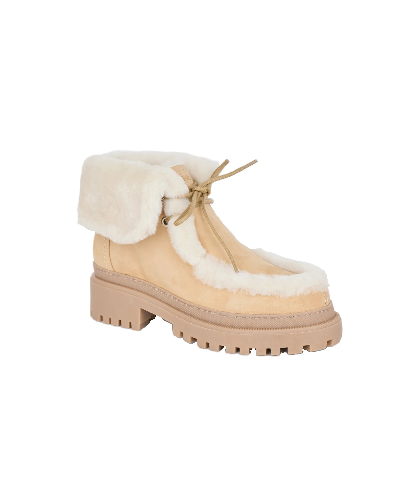Yves Salomon Suede and Brushed Merinillo Lambskin Ankle Boots in Beige Yves Salomon Suede and Brushed Merinillo Lambskin Ankle Boots in Beige | Boots | Luxury Shoes