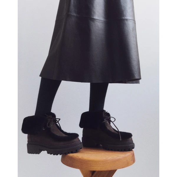 Yves Salomon Suede and Brushed Merinillo Lambskin Ankle Boots in Brown | Boots | Luxury Shoes 