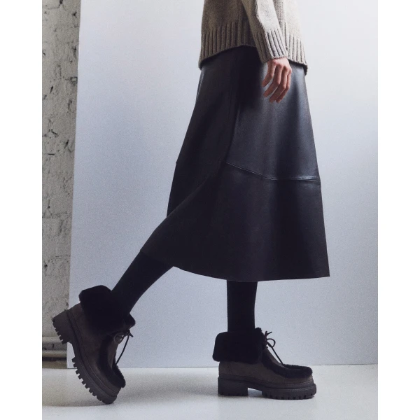 Yves Salomon Suede and Brushed Merinillo Lambskin Ankle Boots in Brown | Boots | Luxury Shoes 