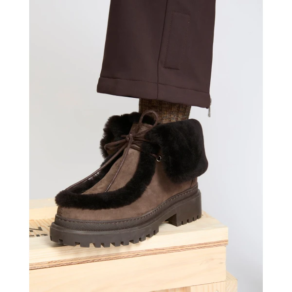 Yves Salomon Suede and Brushed Merinillo Lambskin Ankle Boots in Brown | Boots | Luxury Shoes 