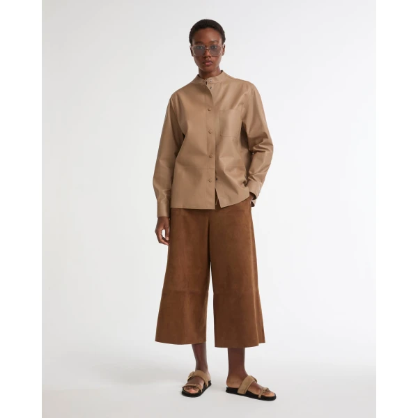 Yves Salomon Supple Lambskin Shirt in Beige | Shirts | Luxury Shoes 