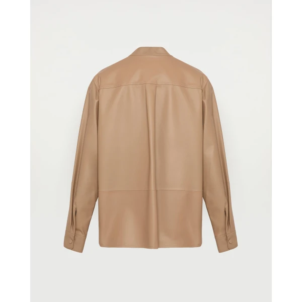 Yves Salomon Supple Lambskin Shirt in Beige | Shirts | Luxury Shoes 
