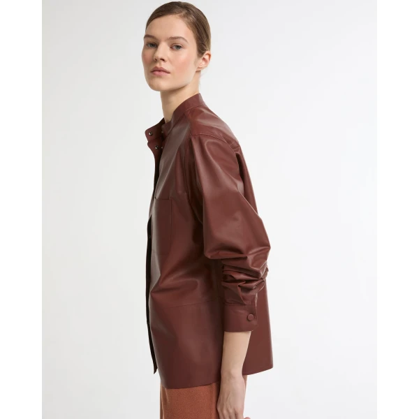 Yves Salomon Supple Lambskin Shirt in Bordeaux | Shirts | Luxury Shoes 