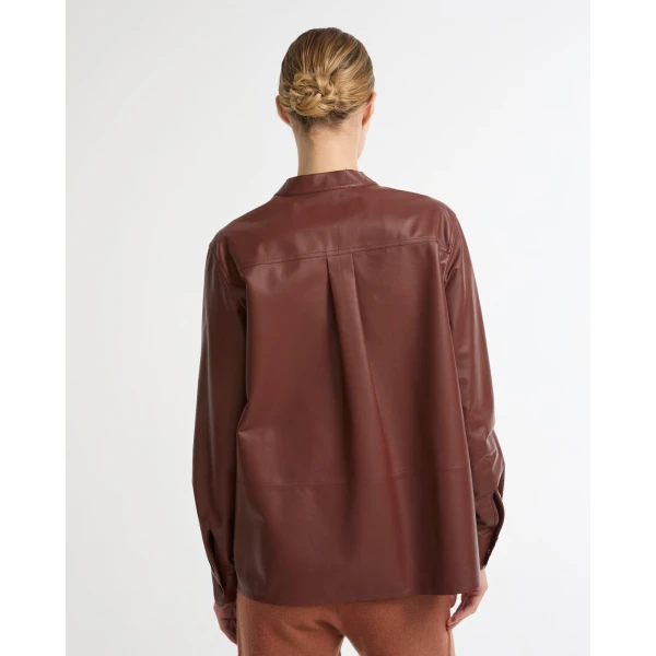 Yves Salomon Supple Lambskin Shirt in Bordeaux | Shirts | Luxury Shoes 