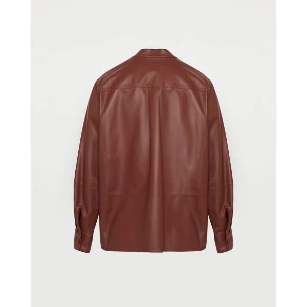 Yves Salomon Supple Lambskin Shirt in Bordeaux | Shirts | Luxury Shoes 