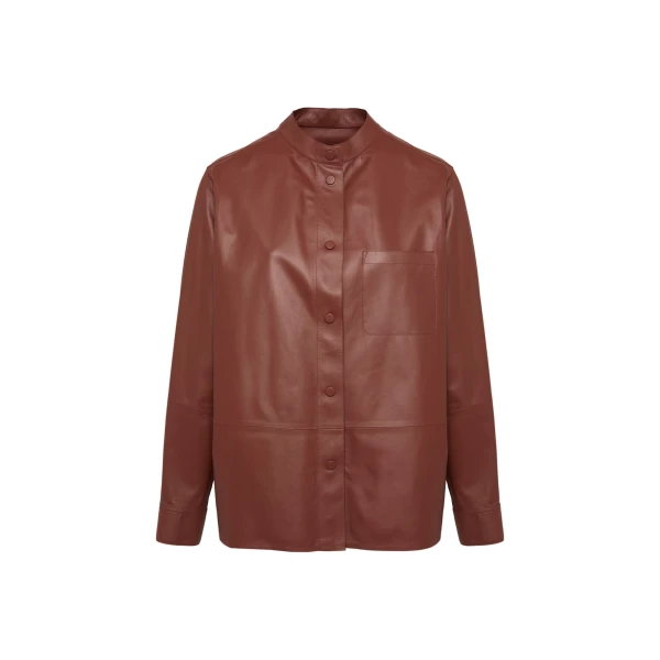 Yves Salomon Supple Lambskin Shirt in Bordeaux | Women | Luxury Shoes 