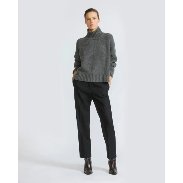 Yves Salomon Tailored Wool Trousers in Black | Tailored pants | Luxury Shoes 