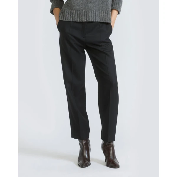 Yves Salomon Tailored Wool Trousers in Black | Tailored pants | Luxury Shoes 