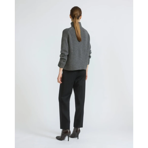 Yves Salomon Tailored Wool Trousers in Black | Tailored pants | Luxury Shoes 