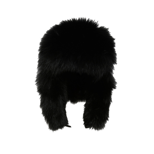 Yves Salomon Technical Fabric Ushanka with Fox Fur in Black | Women | Luxury Shoes 