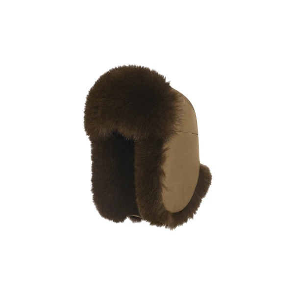 Yves Salomon Technical Fabric Ushanka with Fox Fur in Brown | Women | Luxury Shoes 