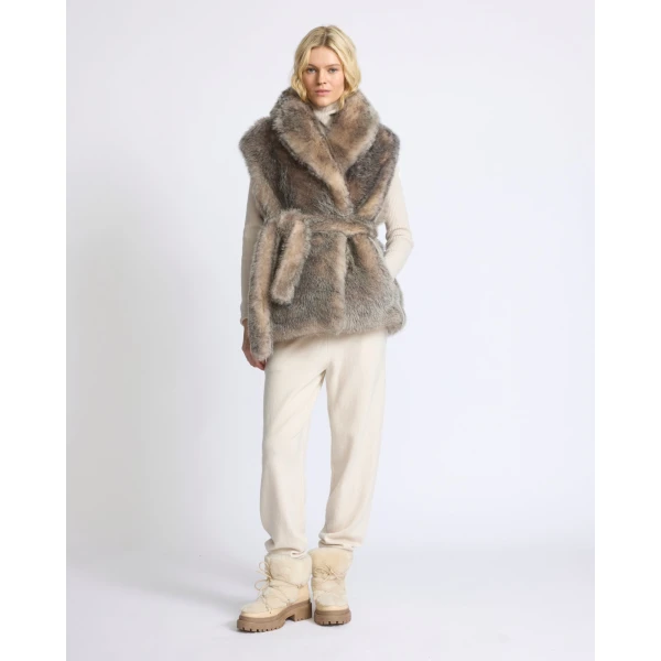 Yves Salomon Toscana Lamb Fur-Effect Sleeveless Gilet in Grey | Vests | Luxury Shoes 