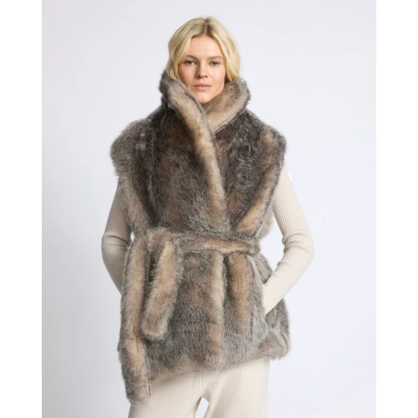 Yves Salomon Toscana Lamb Fur-Effect Sleeveless Gilet in Grey | Vests | Luxury Shoes 