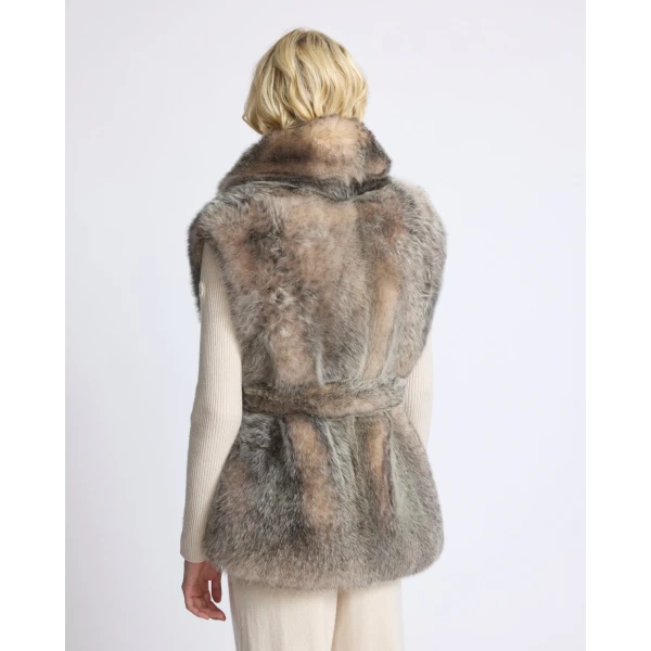 Yves Salomon Toscana Lamb Fur-Effect Sleeveless Gilet in Grey | Vests | Luxury Shoes 