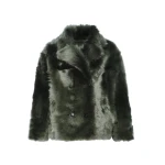Yves Salomon Toscana Lambskin Shearling Pea Coat in Dark Green | Shearling Coat | Luxury Shoes 