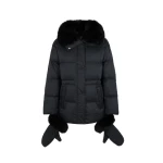 Yves Salomon Waterproof Down Jacket with Mittens and Fox Fur Trim in Black | Coats | Luxury Shoes 