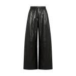 Yves Salomon Wide Lambskin Leather Trousers in Black | Wide leg pants | Luxury Shoes 