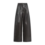 Yves Salomon Wide Lambskin Leather Trousers in Brown | Wide leg pants | Luxury Shoes 