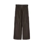 Yves Salomon Wide-Leg Trousers in Thin Lambskin Leather in Brown | Women | Luxury Shoes 