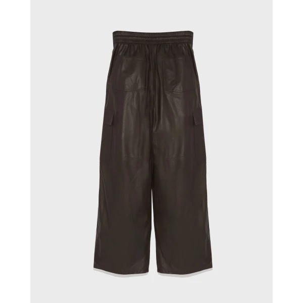 Yves Salomon Wide-Leg Trousers in Thin Lambskin Leather in Brown | Wide leg pants | Luxury Shoes 
