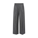 Yves Salomon Wool and Cashmere Pleated Wide Trousers in Grey | Wide leg pants | Luxury Shoes 