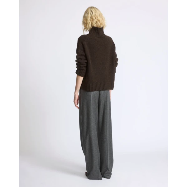 Yves Salomon Wool and Cashmere Pleated Wide Trousers in Grey | Wide leg pants | Luxury Shoes 