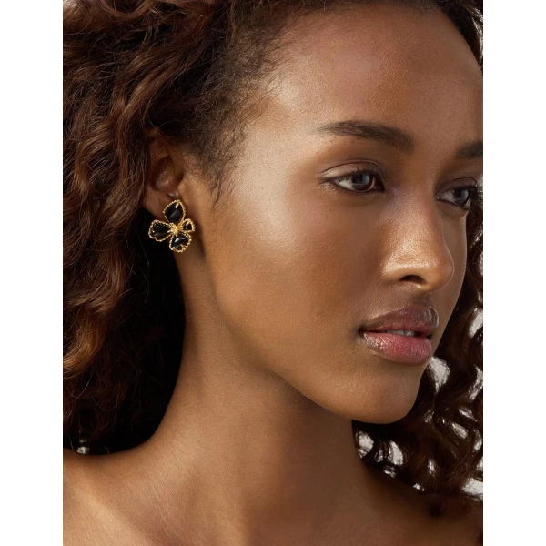 Zimmermann Bloom Large Studs in Black | Earrings | Luxury Shoes , view 2