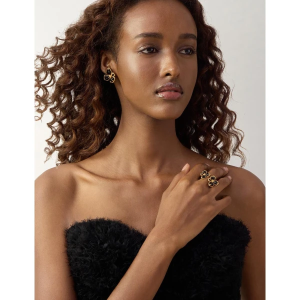 Zimmermann Bloom Large Studs in Black | Earrings | Luxury Shoes , view 5